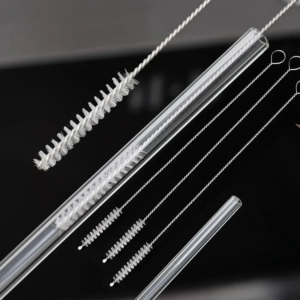 Drinking Straw Cleaning Brush Kit Reusable Tube Pipe Cleaner Nylon Stainless Steel Long Cleaning Brushes for Baby Cup Bottles Quake