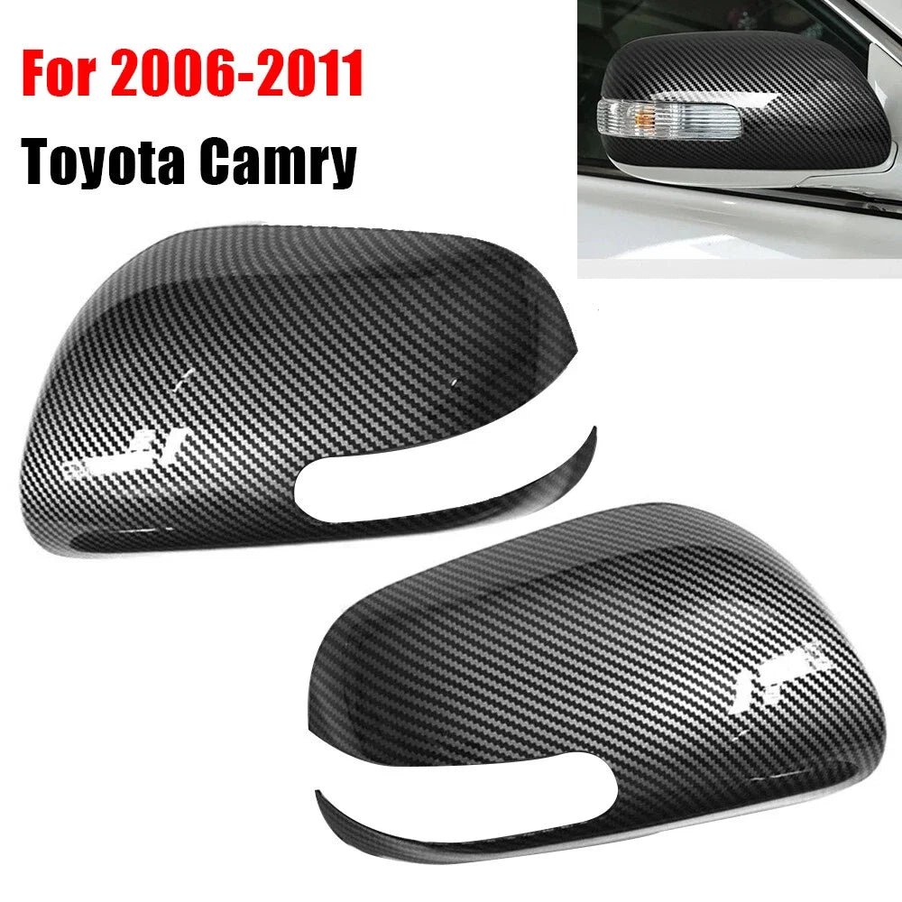 For Toyota Camry 2006 2007 2008 2009 2010 2011 Car Rearview Side Mirror Cover Wing Cap Exterior Door Rear View Case Trim Carbon Quake Default Title