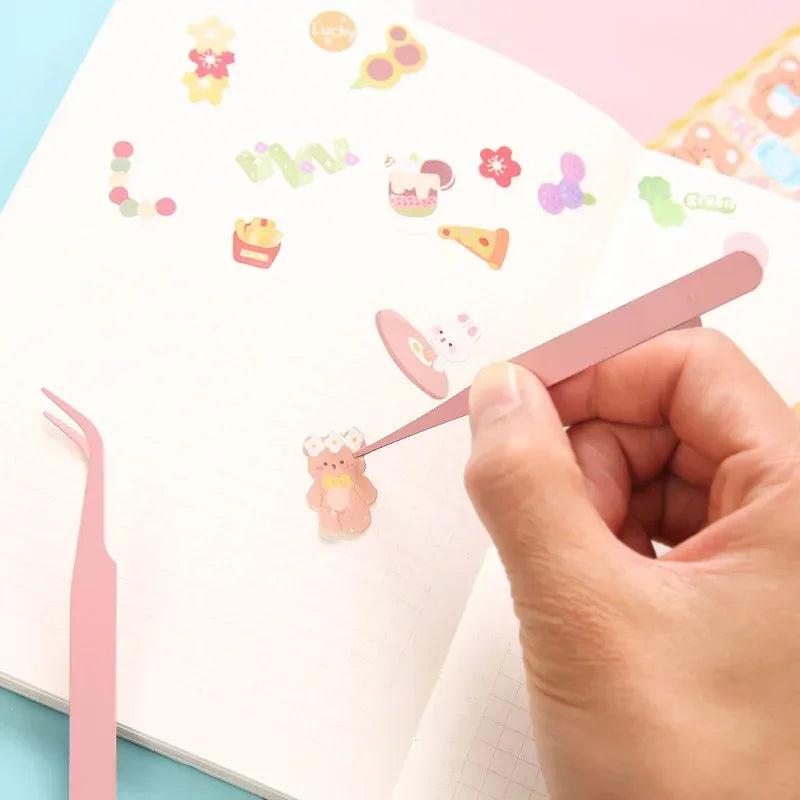 Macaroon Nail Art Decor Eyelashes Tweezers Tweezer Scrapbook Sticker Tapes Picking Stainless Clips DIY False Eyelashes Tools Quake