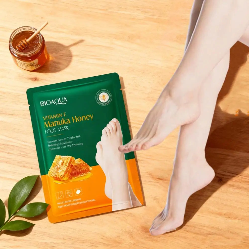 Vitamin E Foot Mask Manuka Honey Nourishing Long-lasting Moisturizing Hydrating Exfoliating Remove Dead Skin Foot Skin Care Quake