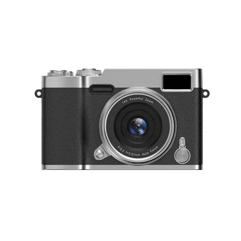16X Digital Zoom Student Digital Camera 4800W Pixel Portable Digital Photography Camera 180 Flip Screen Selfie Camera Gifts Quake black