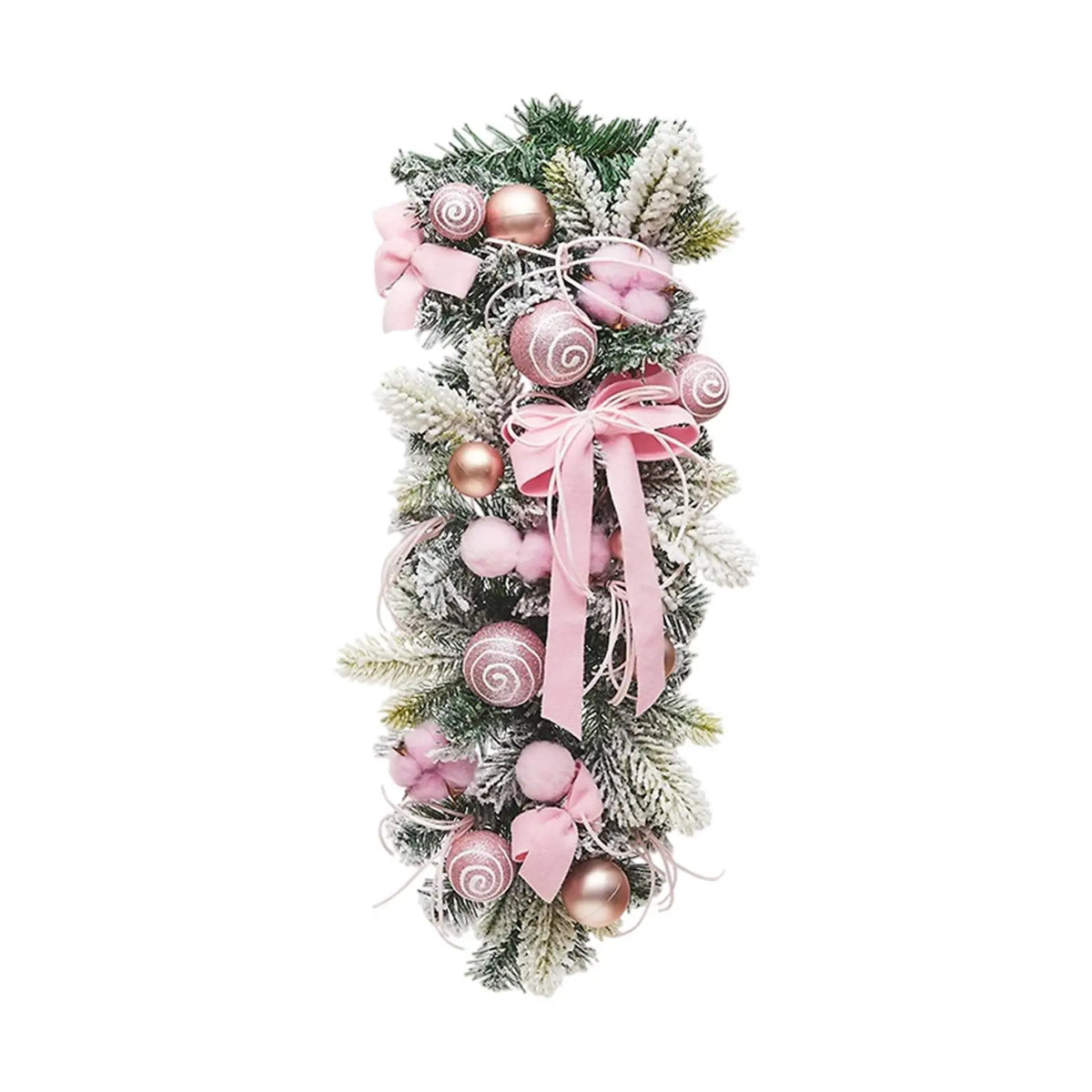 Decorative Artificial Christmas Wreath Prelit Stairway Swag PVC PE for Outdoor Indoor Garden Decor Quake Pink