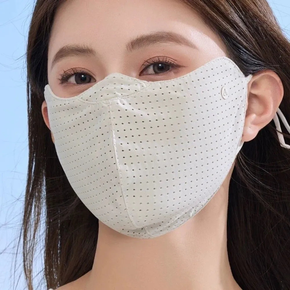 New Breathable Ice Silk Mask Washable Dustproof Anti-sun Mask Anti-UV Mesh Sunscreen Mask Unisex Quake Skin Color