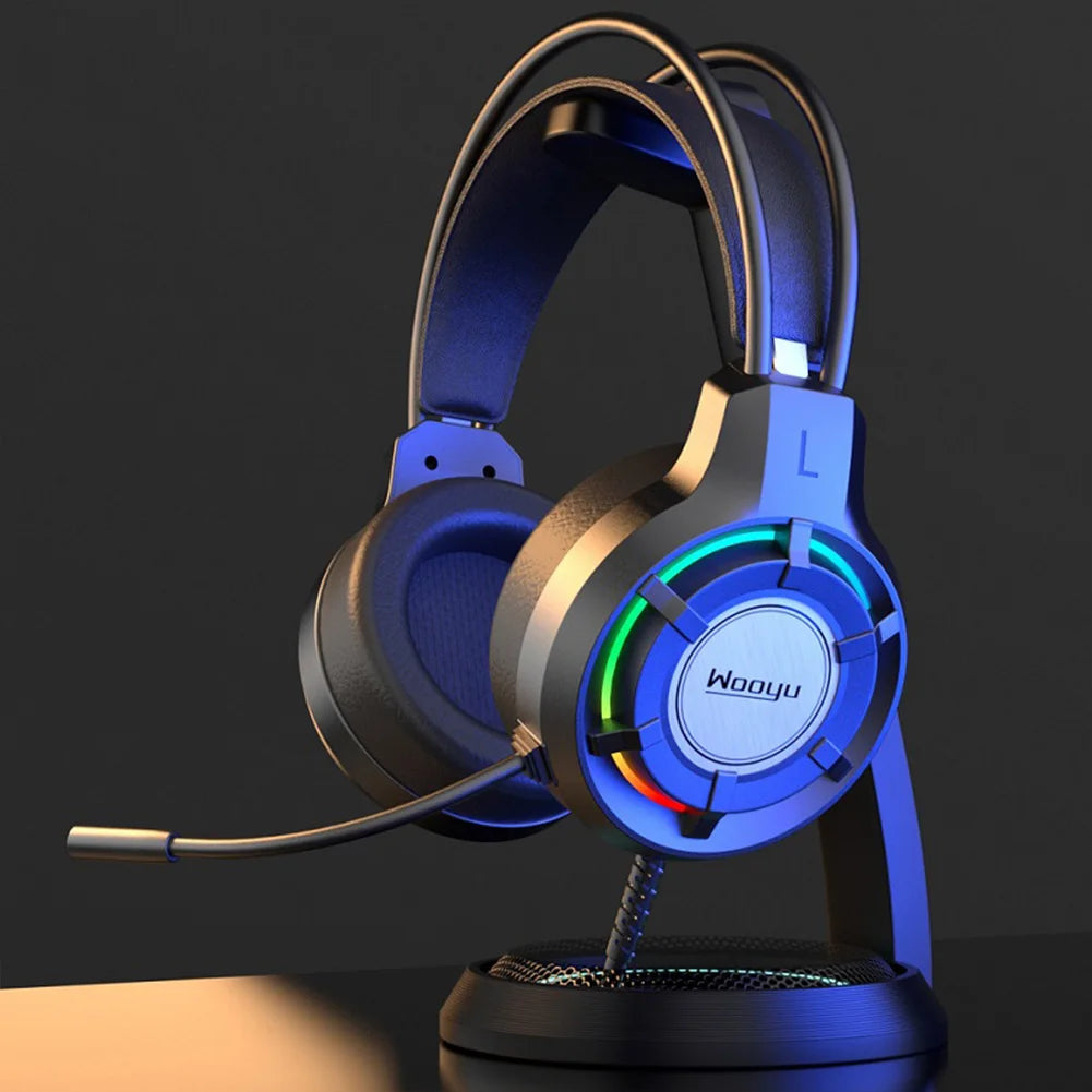 Wired Gamer Headset LED Light Over-Ear Headphone 7.1 Surround Deep Bass Stereo Headset Noise Cancelling for Computer PC Quake Default Title