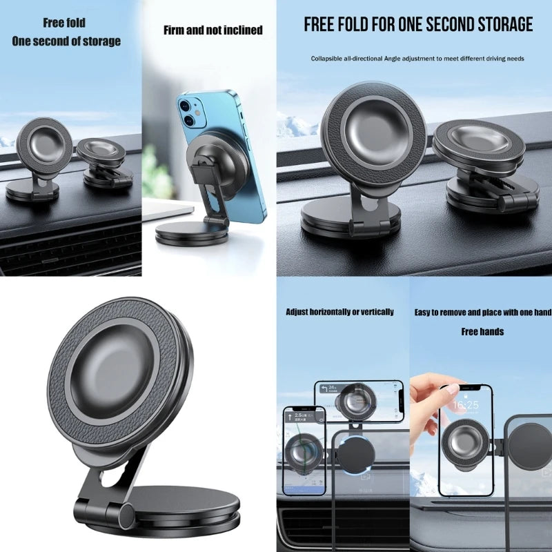 Magnetic Phone Mount with Folding Designings Portable Foldable Magnetic Phone Stand Mobile Phone Stand for Car Dashboard K1KF Quake Default Title