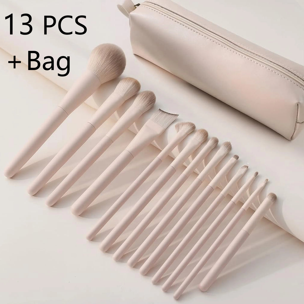 13 PCS Professional Makeup Brush Set with Bag, Soft Bristles, Powder, Blush, Foundation, Eyeshadow Brushes Quake