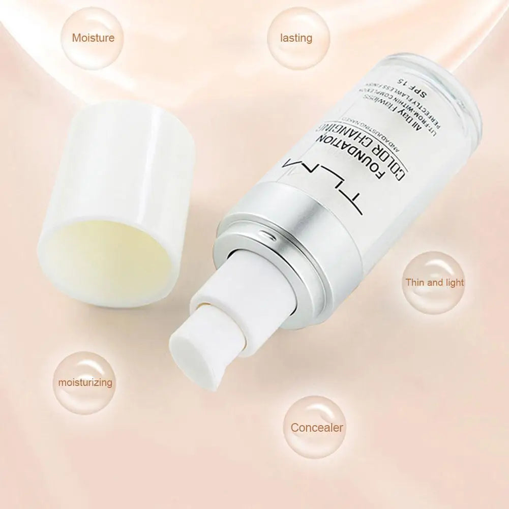 1/2/3PCs Color Changing Foundation, Temperature Liquid Foundation Naturally Blends Moisturizing Foundation Makeup Waterproof Quake