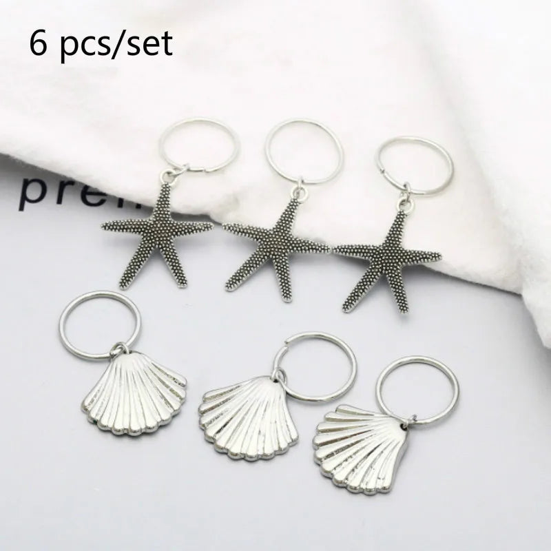 5-10pcs/set Hair Braids Tools Hair Accessories Personality DIY Pendant Coin Ring Leaves Pendant Rings Decor Braiding Hair Braids Quake 6pcs NO.25