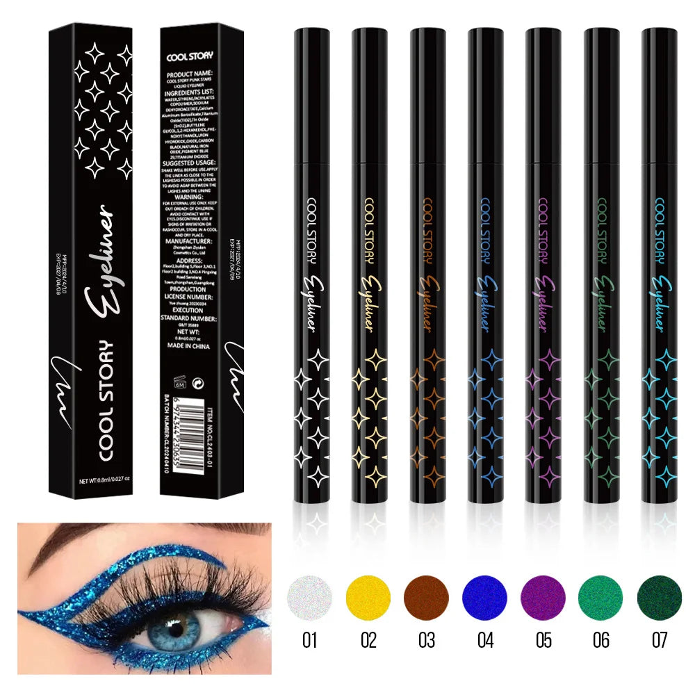 Glitter Pearlescent Eyeliner Pen,Metallic Silkworm Eyeshadow Pen,Eye Brightening,Quick-Drying,Long-lasting and Waterproof Makeup Quake