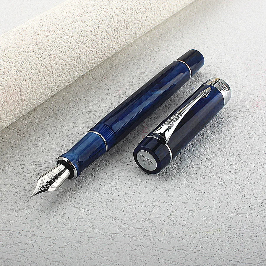 Jinhao 100 Centennial Resin Fountain Pen Starry Blue with Golden Clip EF/F/M/ Nib Ink Pen Business Office Writing Gift Pen Quake 100-8 M 0.7MM