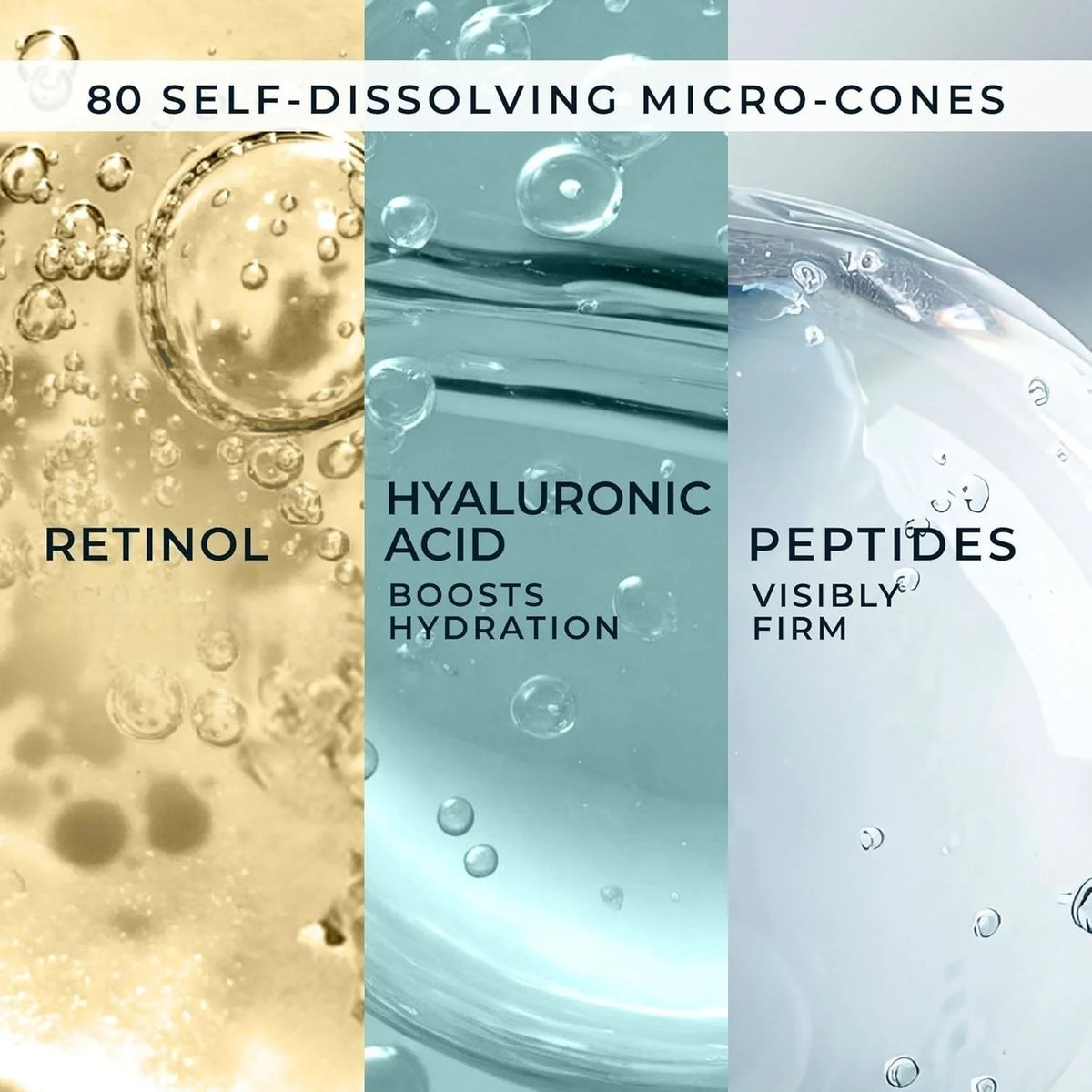 Anti-Wrinkle Retinol Microneedle Eye Patches, Hyaluronic Acid & Peptides, for Crow's Feet Forehead Smile Lines, 1Pair. Quake