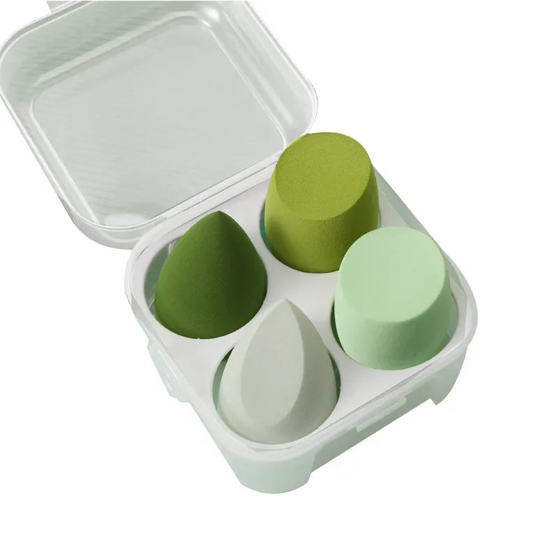 Beauty Egg with Box Makeup Sponge Puff Set Face Powder Foundation Cream Cosmetic Sponges Powder Compact Puff Beauty Makeup Tools Quake 4pcs green box