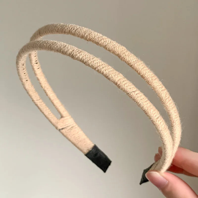 Solid Color Double-layer Yarn Headband for Women Fashion Versatile Headband Makeup Pressed Hair Headband Hair Hoop Styling Tools Quake 3-