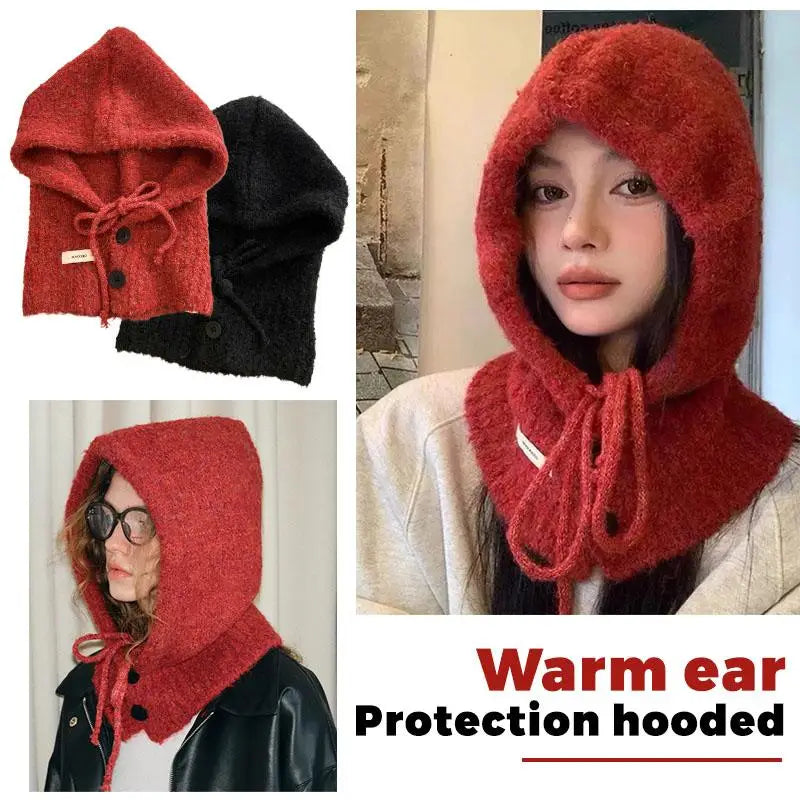 Balaclava Hat Little Snowman Pattern Balaclava Hat Fashion Knitted Pullover Scarf Hat Combo Women Beanie Cap Women Fashion Quake