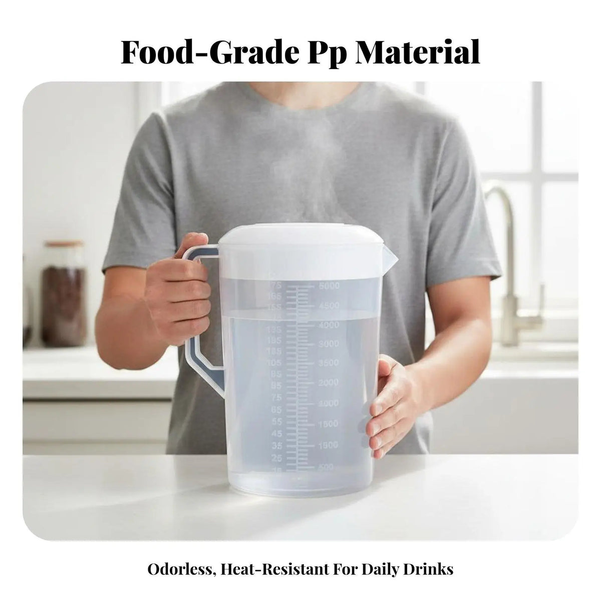 Clear Scale Water Pitcher with Wide Spout and Filter Lid for Fruit Infused Drinks for Daily Hydration Needs Quake