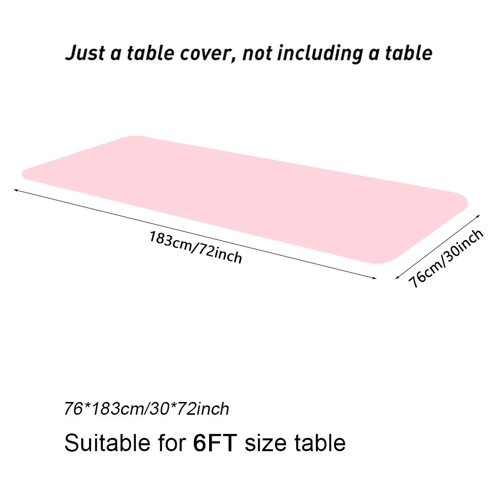 1Pcs Spandex Rectangular Tablecloth Elastic Fitted Stretch Table Cloth Universal 6FT Patio Table Cover Quake pink 6ft