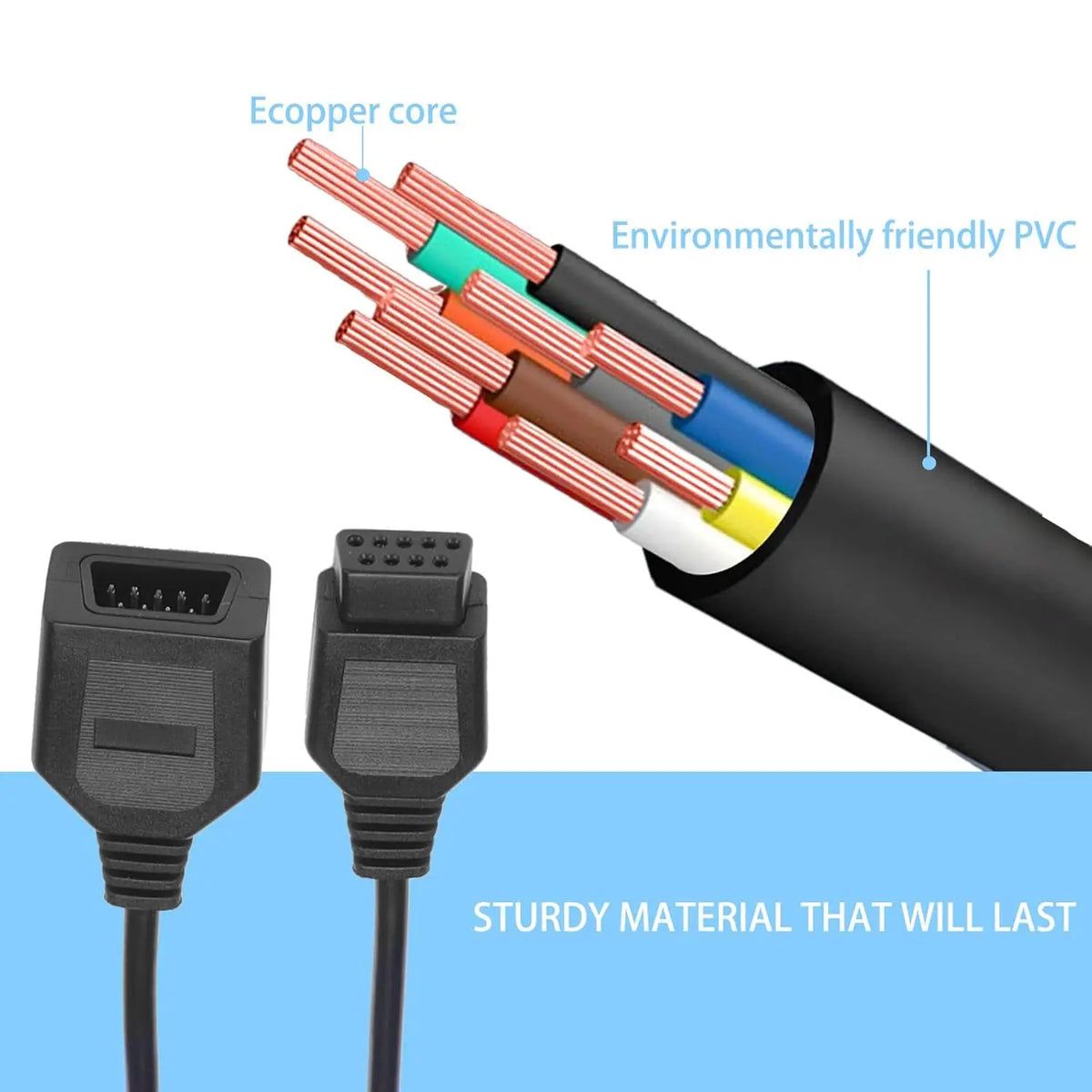 Extension Cord Cable For Sega Genesis 2/3 Controller by Mars Devices Quake