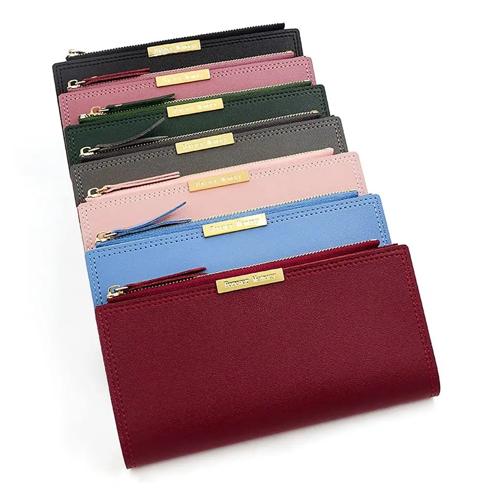Multi-card Women's Long Wallet Portable PU Leather Card Holder Photo Holder Korean Style Note Compartments Purse Mother's Gift Quake