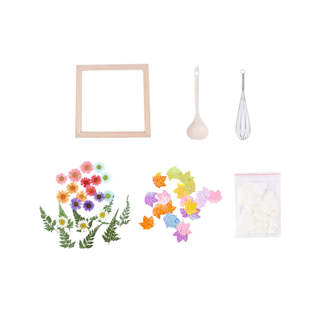 Paper Making Screen Kit Stirrer Dried Flowers Spoon Crafting Supplies Child Mesh Frame DIY Handmade Papermaking Material Package Quake Default Title