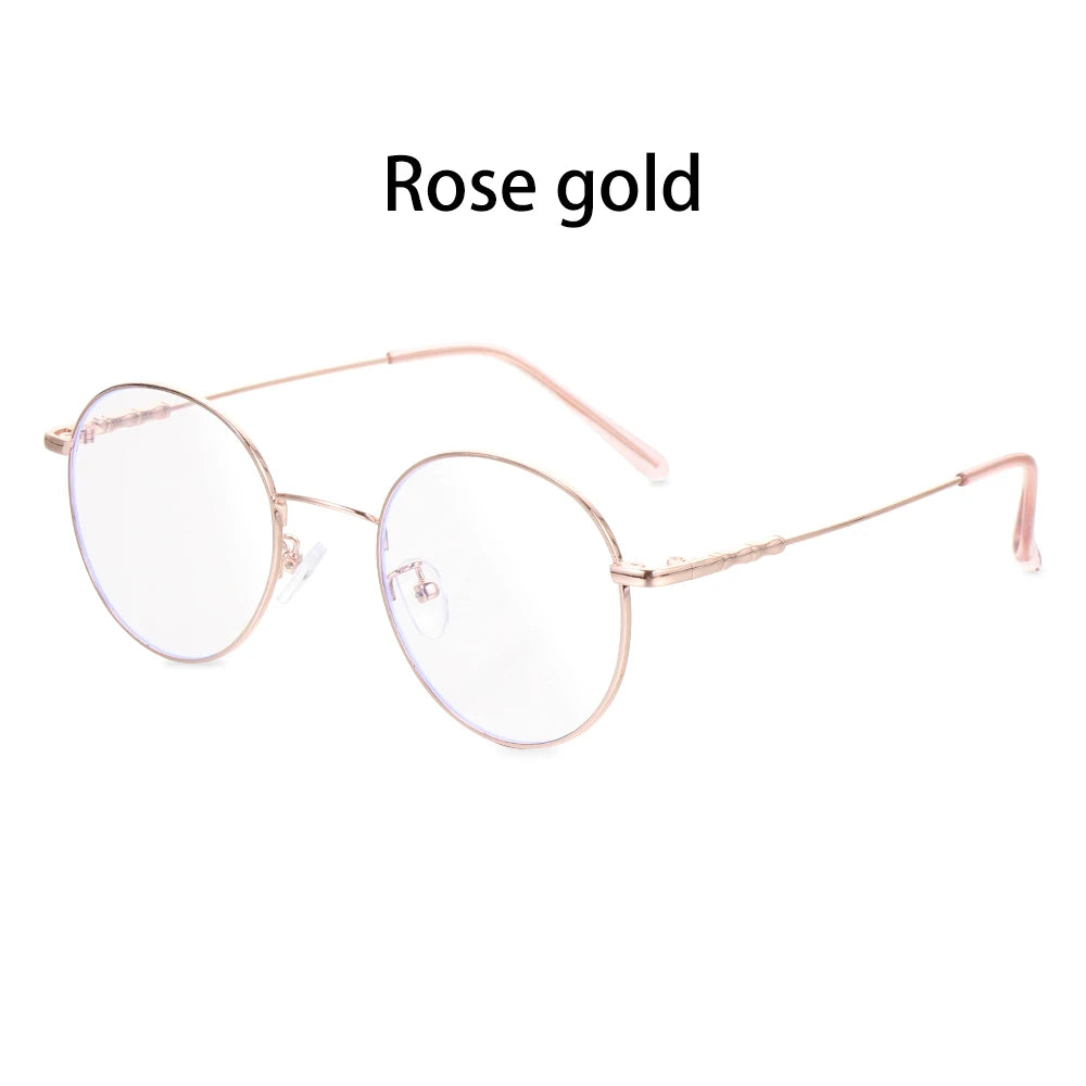 High-definition Blue Light Blocking Glasses Women Men Fashion Classic Metal Round Computer Goggles Anti Blue Rays Nerd Eyewear Quake Rose gold