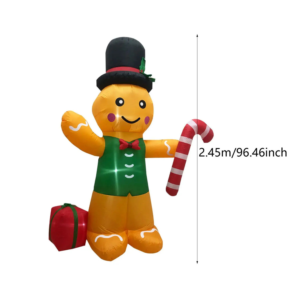 Lighted Inflatable Gingerbread Man Props Ornament Weatherproof Yard Decoration for Yard Vacation Indoor Outdoor Backyard Decor Quake