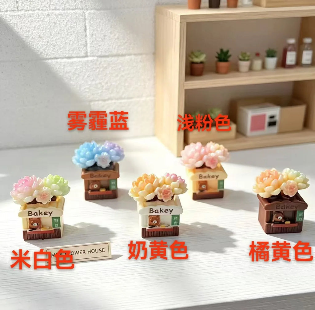 10Pcs Colorful Miniature Home Decor Bear Succulent Plant Resin Ornament Dollhouse For Fairy Garden DIY Jewelry Making Accessory Quake