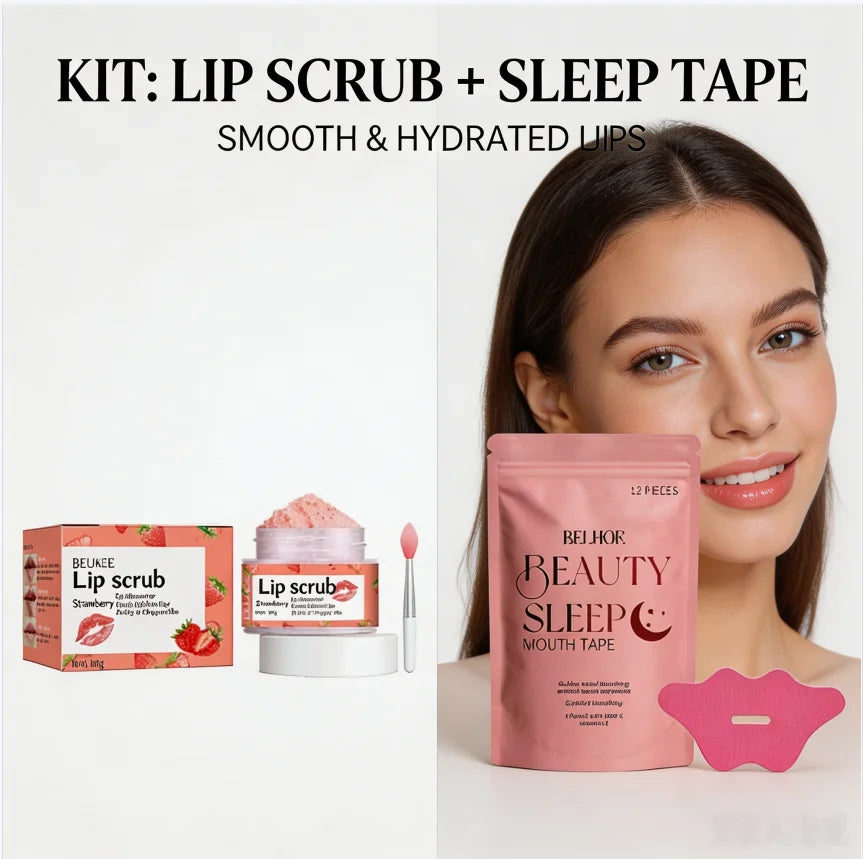Strawberry Lip Scrub + Night Lip Repair Patch Set, Grad Season Gift for Women, Exfoliating & Overnight Hydration Quake