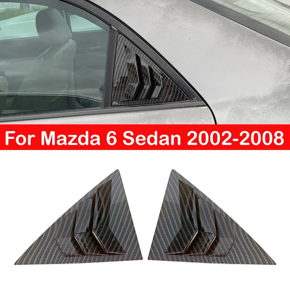 For Mazda 6 Sedan 2002 2003 2004 2005 2006 2007 2008 Car Rear Window Side Vent Shutter Louver Cover Trim Accessories Carbon Quake Default Title
