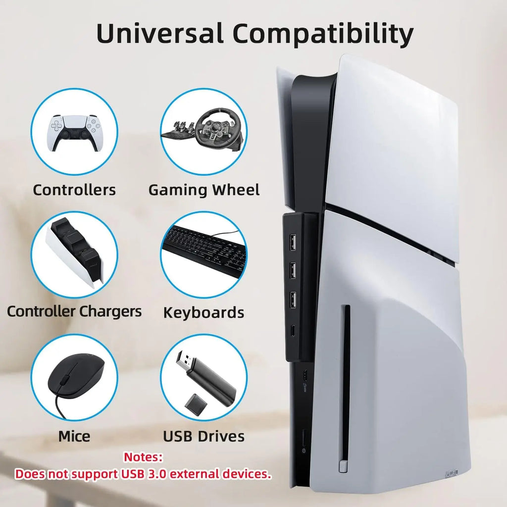 4 Ports USB Hub for PS5 Slim Disc USB High-Speed Expansion Hub Charger USB Extender Compatible with PS5 Slim Console Quake