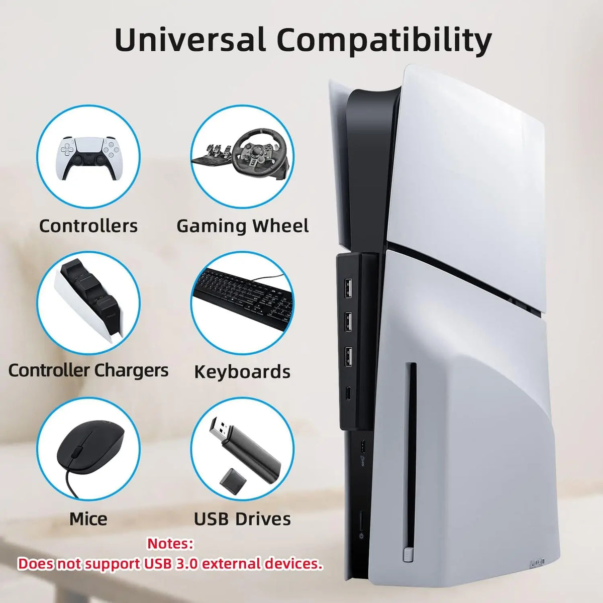 4 Ports USB Hub for PS5 Slim Disc USB High-Speed Expansion Hub Charger USB Extender Compatible with PS5 Slim Console Quake