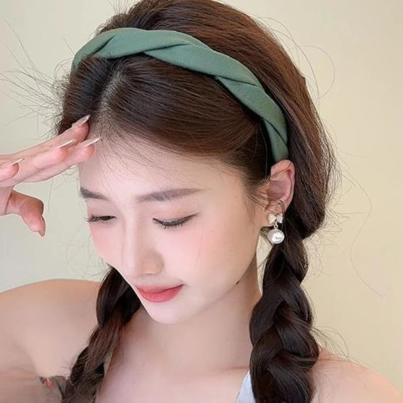 Solid Fabric Wrap Headband for Women Girls Sweet Elegant Headband Simple Hair Hoop Head Band Hair Ornament Fashion Accessories Quake