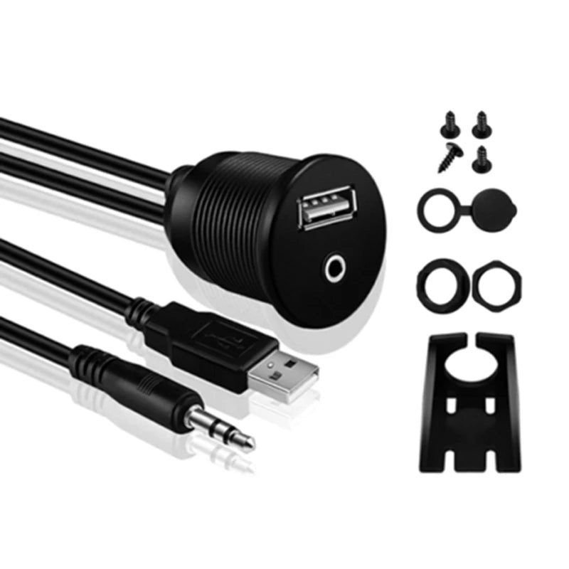 Universal USB and 3.5mm Audio Extension Cable for Vehicles High Speed Data Transmission K1KF Quake