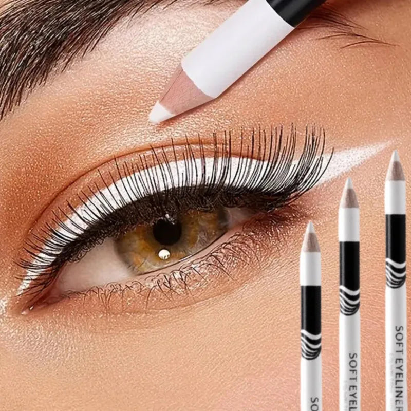 Three-pack Eyeliner, White, Long-lasting Waterproof and Sweat-proof, Easy To Use, White Eyeliner Glue Pen Quake