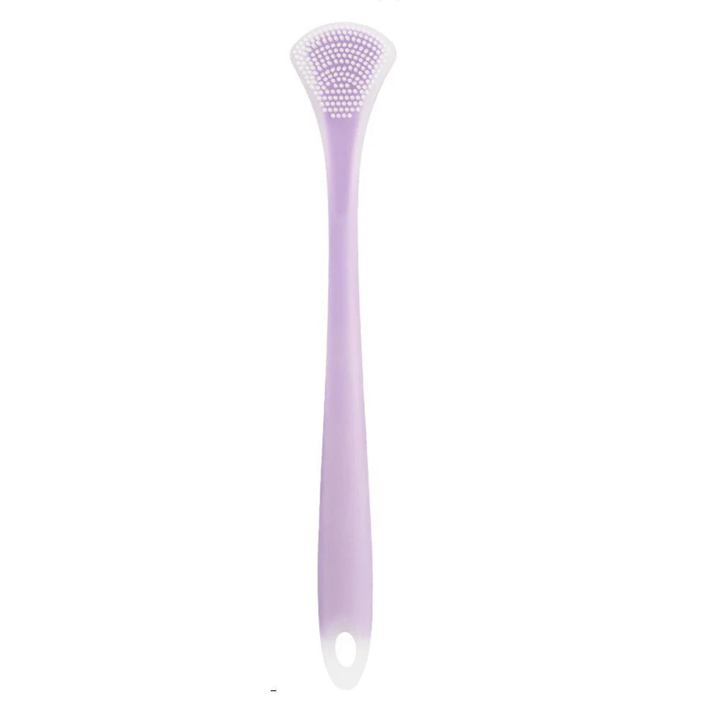 vvocci Silicone Tongue Scraper Tongue Double-sided Cleaner Fresh Breath Massage Tongue Cleaner Oral Cleaning Care Tool Quake M519 1PCS Purple