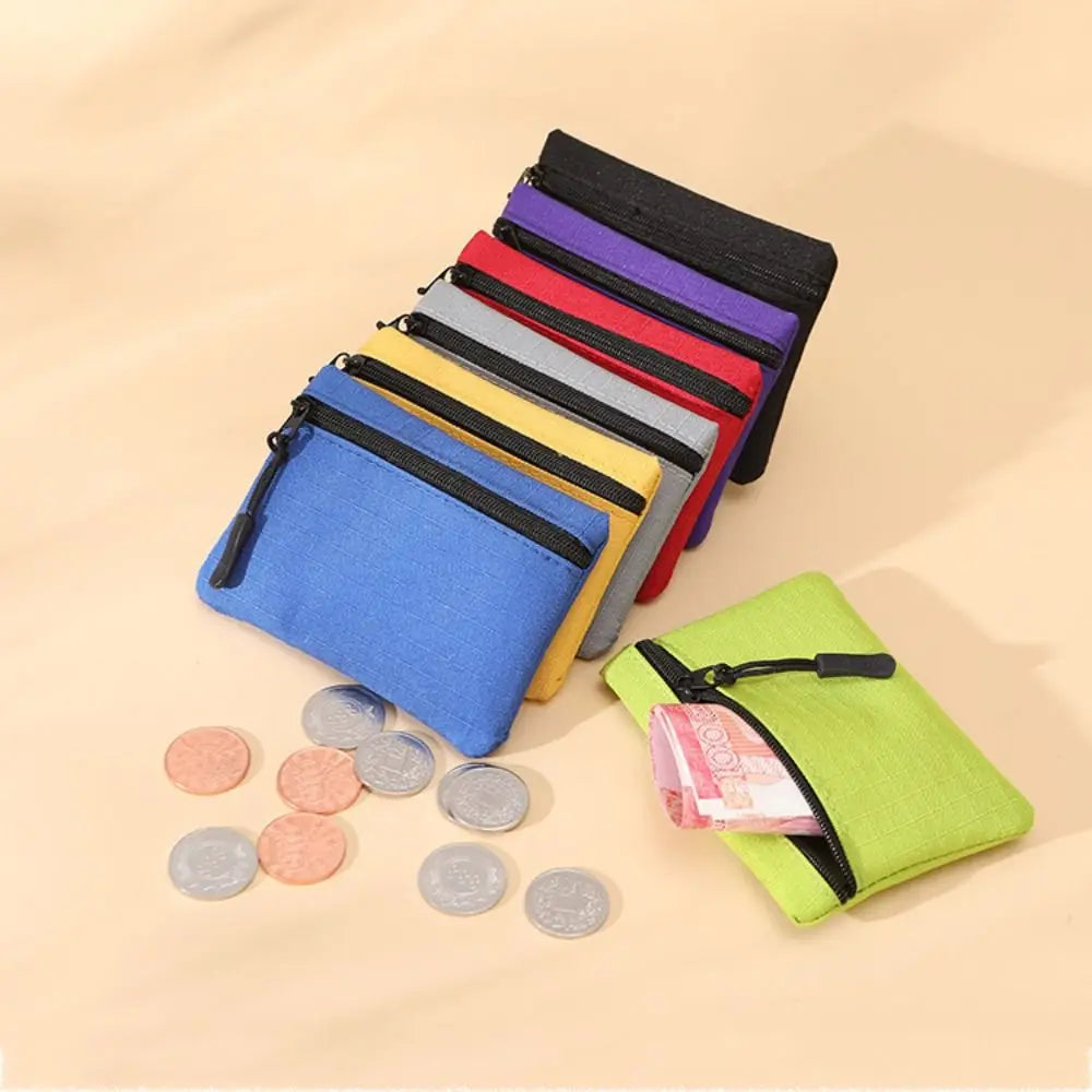 Unisex Solid Color Mini Coin Purse Canvas Kid Storage Pouch Small Wallet Zipper Coin Key Bag Women Men Quake