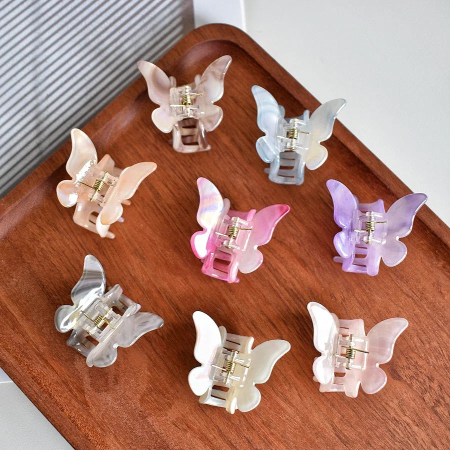 Acetate Butterfly Small Hair Claw Marble Pattern Grab Clip Women Gradient Hair Claw Back Head Hair Shark Clip Style Accessories Quake