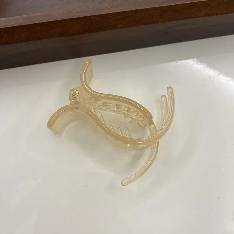 High Ponytail Small Hair Claw Clamp Women Girls Transparent Acrylic Hairpin No Hurt Hair Styling Accessories Headwear Ornament Quake champagne