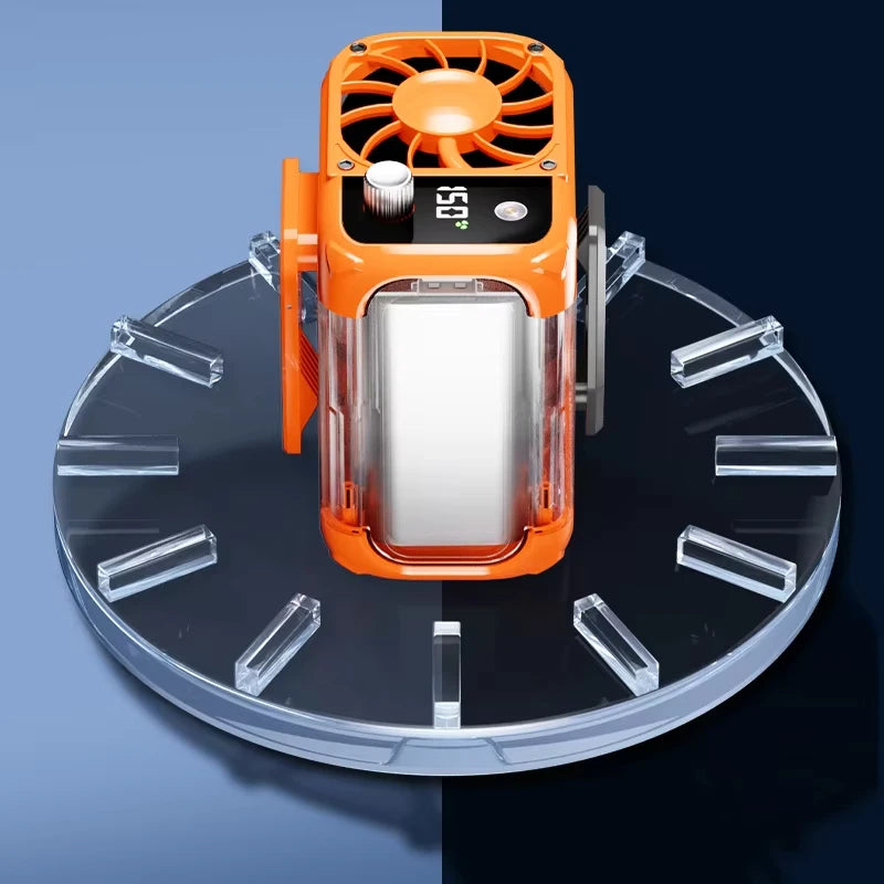 Mini high-speed waist fan, bladeless USB hanging neck fan, outdoor multifunctional mobile power lighting digital display fan Quake