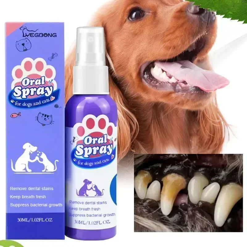 Pet Teeth Cleaning Spray Oral Care Remove Tooth Stains Keep Fresh Breath for Cats and Dogs Whitening Remove bad breath Quake