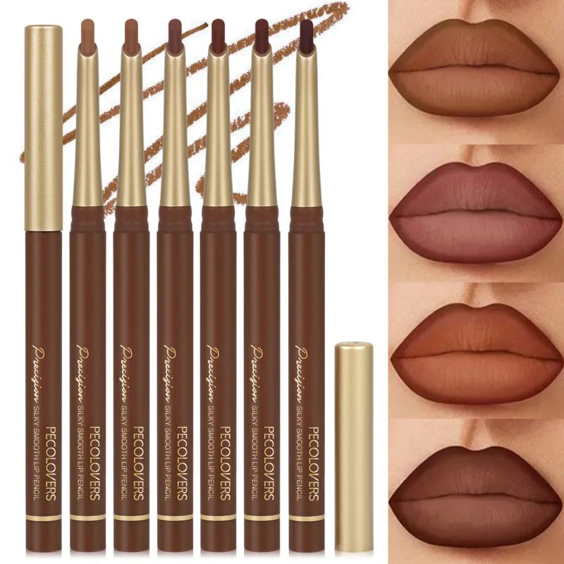 Inclined Tube Brown Tube Lip Liner, Multi-color Lipstick Pen, Depicting Lip Contours, Charming Lips, Lip Cosmetics Quake
