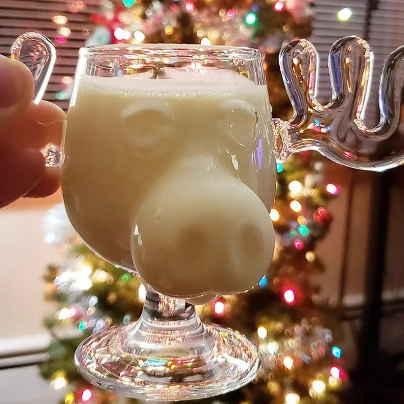 YWDL 1pcs Elk Wine Glass Cocktail Juice Cup Reindeer Mug Wine Beer Water Milk Whiskey Glasses Drinkware Shot Cups Christmas Gift Quake