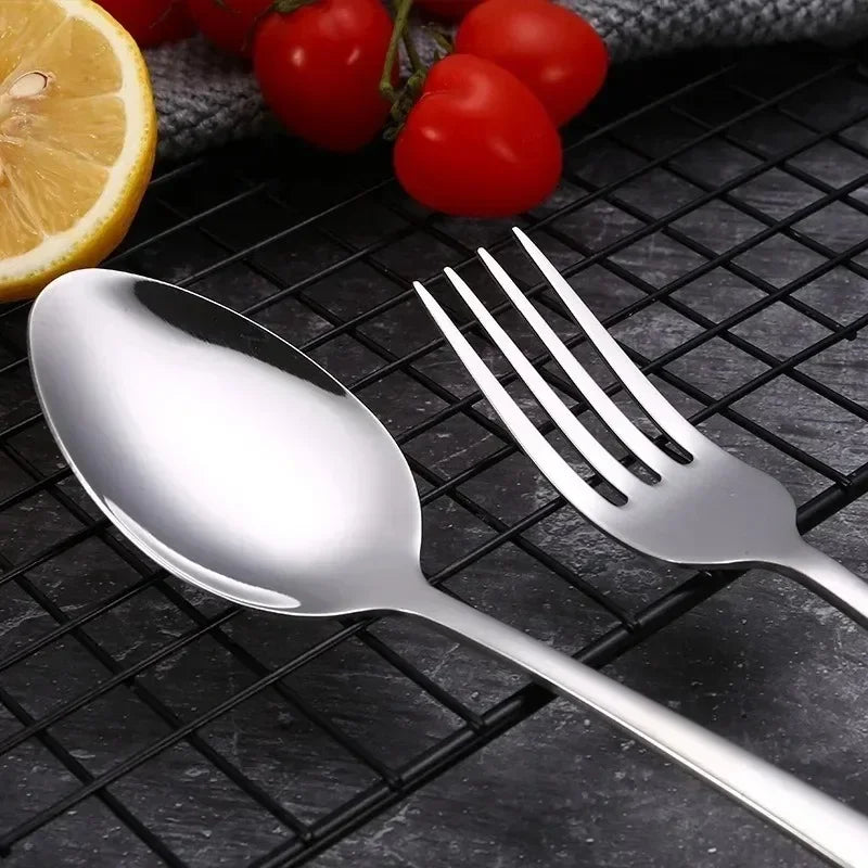 Long Handle Spoon Fork Stainless Steel Cutlery Tea Coffee Rice Scoops Dumpling Porridge Soup Spoon Restaurant Kitchen Tableware Quake