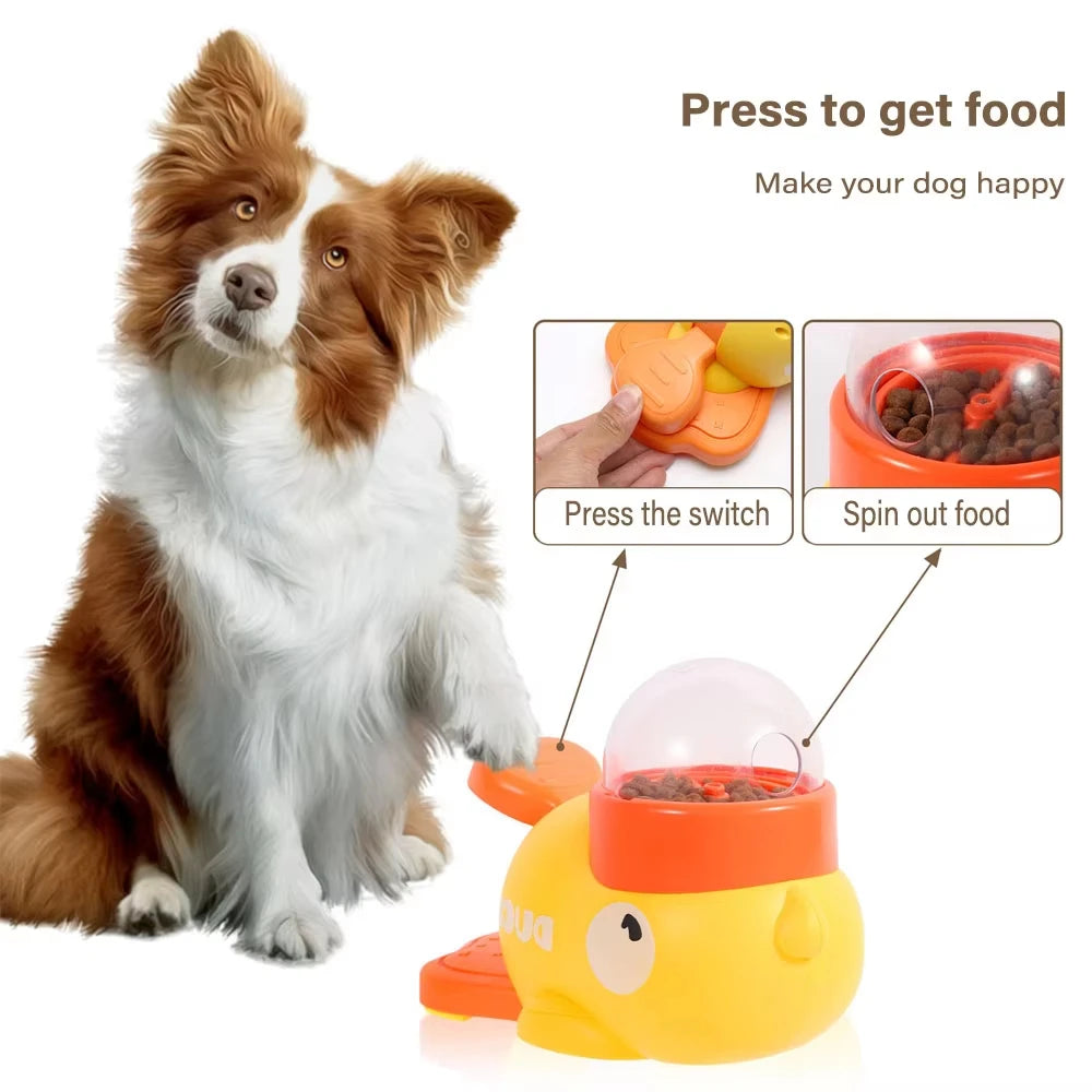 Yellow Duck-Shaped Interactive Dog Treat Dispenser Durable Plastic Training Dog Toy Puzzle Slow Feeder Dog Entertainment Toy Quake