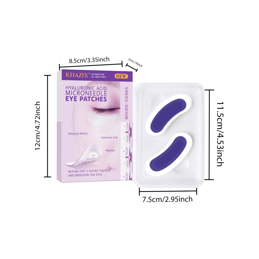 Anti-Wrinkle Retinol Microneedle Eye Patches, Hyaluronic Acid & Peptides, for Crow's Feet Forehead Smile Lines, 1Pair. Quake