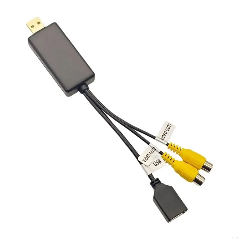 Three-Branch USB to CVBS Output Cable for In-Vehicle Navigation Equipment, with 2 Video Sockets and Separate USB Extension K1KF Quake