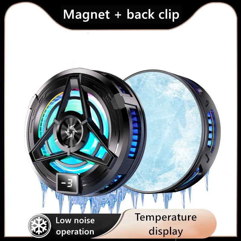 Magnetic mobile phone radiator with temperature display For iPhone Xiaomi Huawei Samsung mobile phone back clip fan game cooler Quake