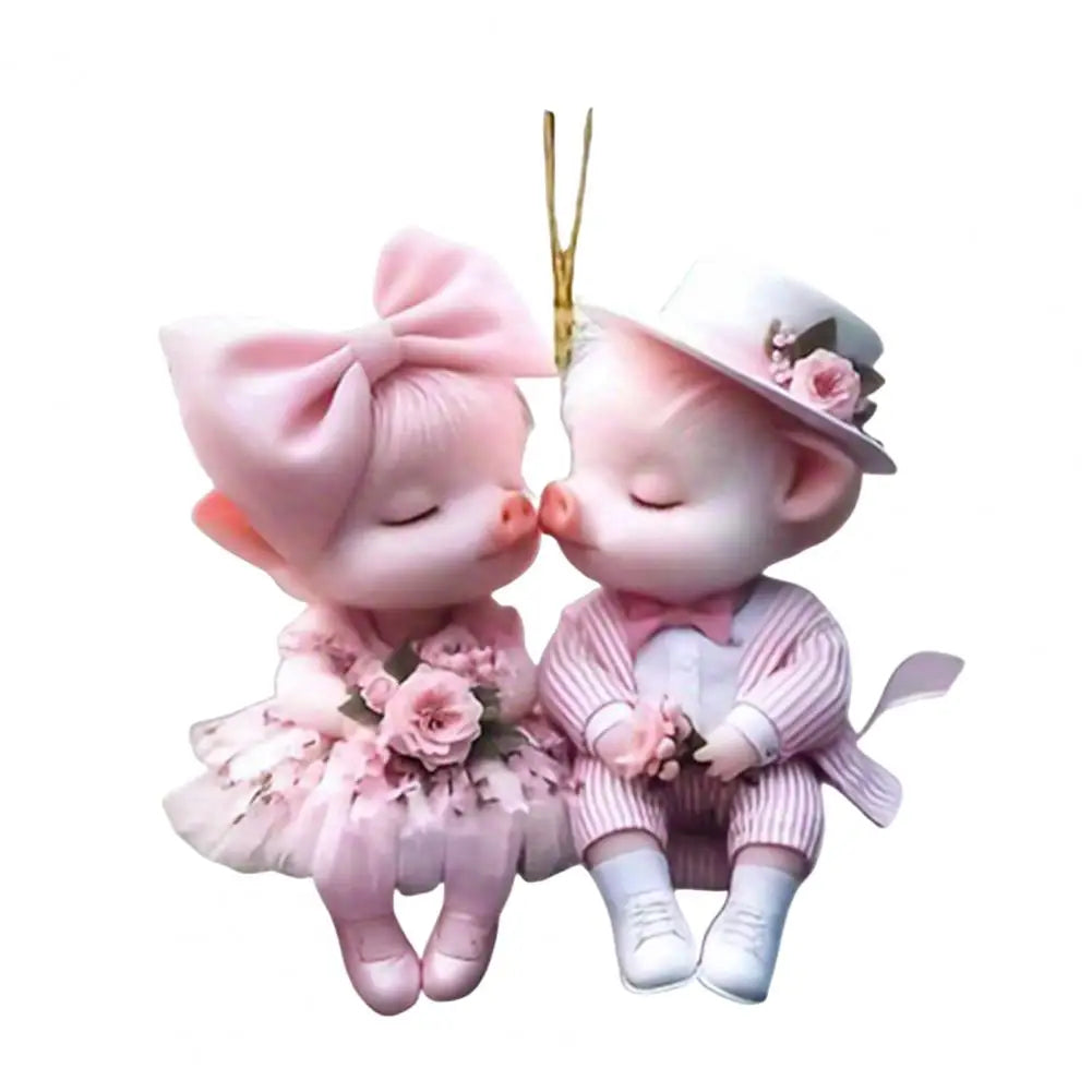Car Decor Festive Cartoon Pig Pendant Hanging Decorations for Christmas Acrylic Ornaments with Lanyard Cute Holiday for Home Quake Little Pig China