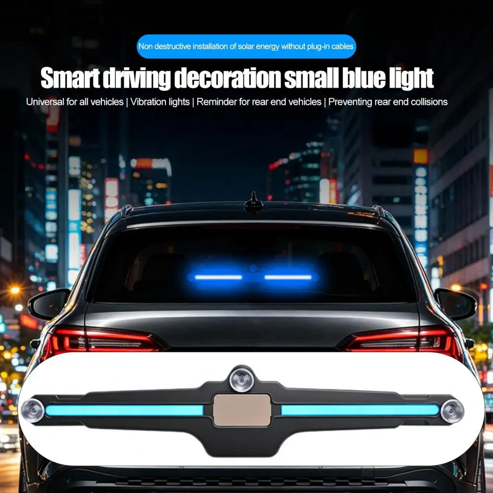 Solar Car Window Light, LED Blue Safety Lamp for Rear Windshield, Universal Suction Cup Warning Light for SUVs Sedans And Trucks Quake