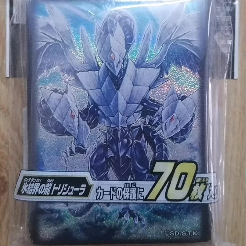 Hot 70pcs Official Yu-Gi-Oh! Trishula Dragon Card Sleeves 63x90mm Anime Collection Protective Sleeves Gift for Kids Card Game Quake
