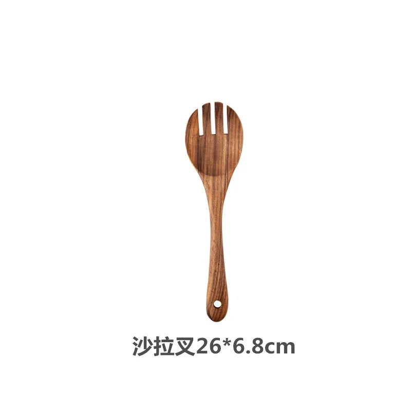 Teak Wooden Spatulas Kitchen Utensils Cooking Utensil Eco-Friendly Wood Spatula for Non Stick Cookware Quake 26x6.8cm